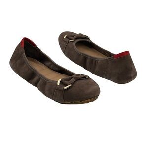 Adam Tucker By Me Too Kelly Olive Suede Ballet Flats Size 8 1/2 Women's